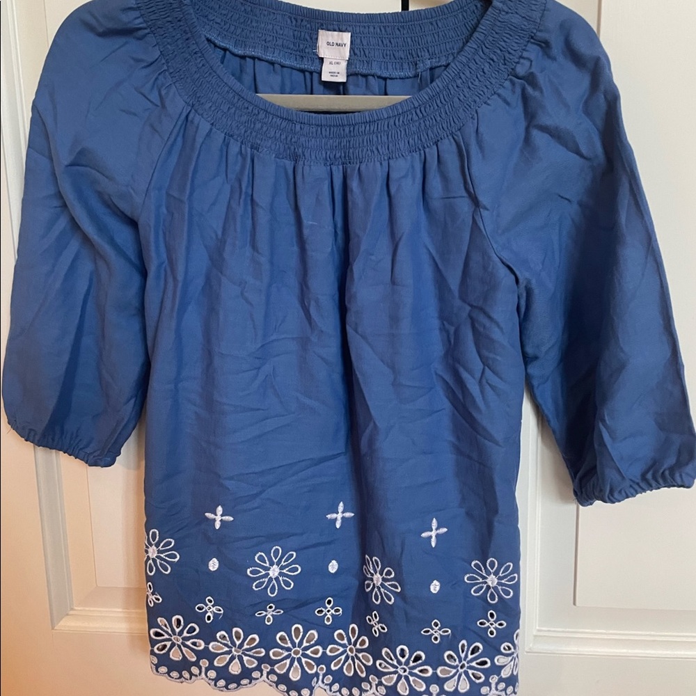 Blue Off the Shoulder Top